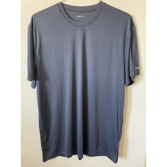 CRAFT Granite Gray Essence Logo Short Sleeve Crew Neck Athletic Shirt Size L - Picture 1 of 9